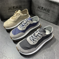 夏季真皮格子布鞋休閒厚底方頭小醜萌憨憨復古大頭鞋潮男百搭透氣