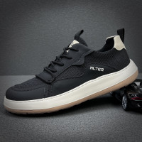 男鞋夏季透氣歪頭網面鞋2023新款百搭休閒潮流男士輕便軟底小醜鞋