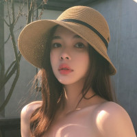 UPF50+不规则褶皱蝴蝶结大沿盆帽紫外线后檐渔夫帽出游百搭草帽