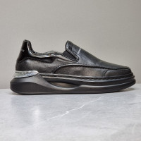 商場撤櫃外貿品牌尾單剪標男鞋真皮厚底豆豆鞋黑色厚底時尚休閒鞋