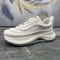 男鞋2023秋季新款頭層牛皮透氣厚底增高輕便真皮跑步運動休閒鞋潮