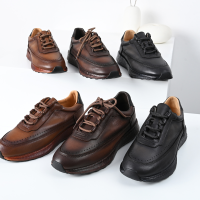 千元級/歐單 手感擦色/頭層樹膏牛皮 爆米軟底男士休閒皮鞋低幫鞋