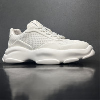 2023歐洲站新款潮鞋頭層牛皮透氣運動休閒鞋真皮厚底增高純色男鞋