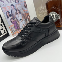 低幫牛皮厚底男鞋2022秋季新品黑色真皮休閒運動鞋防滑耐磨大底男