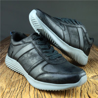 頭層牛皮男鞋外貿原單出口鞋歐美風戶外休閒運動鞋男士透氣慢跑鞋