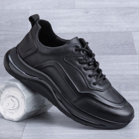 真皮休閒運動皮鞋男春夏秋頭層牛皮軟皮鏤空透氣氣墊底跑步鞋男鞋