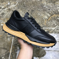 男鞋新款廣州正品真皮時尚休閒鞋圓頭厚底繫帶拼色輕便潮流運動鞋