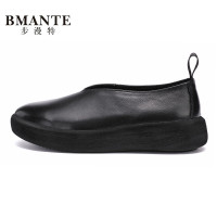 夏季復古做舊真皮透氣休閒鞋套腳輕軟鬆糕厚底鞋增高男一腳蹬潮鞋