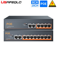 48 В 4/8/16 портов POE коммутатор Ethernet 10/100 Мбит/с IEEE 802.3 af/at для IP-камеры/системы видеонаблюдения/беспроводной точки доступа ft