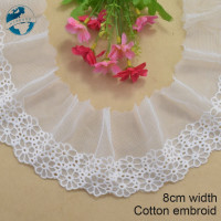 Ширина 8 см, хлопковая вышитая кружевная отделка или ткань, основовязание, аксессуары для одежды «сделай сам», Свадебное кружево #3336