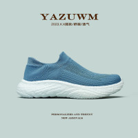 【超舒服】超輕超軟踩屎感爆米花運動休閒鞋一腳蹬透氣網面襪子鞋