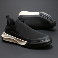 英倫飛織網布襪子鞋時尚懶人套腳厚底增高透氣舒適網眼休閒潮鞋男