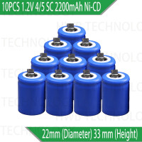 Перезаряжаемая батарея Ni-Cd 1,2 V 2200mAh 4/5 SubC 4/5SC, 10 шт