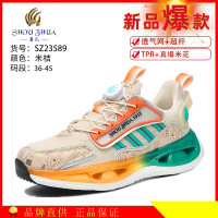 獸爪男鞋子官方旗艦店正品秋季透氣運動鞋旋轉鈕釦免繫帶跑步鞋男