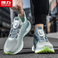 回力免繫帶男鞋夏季透氣爆米花超輕軟底旋轉鈕釦網面跑步運動潮鞋