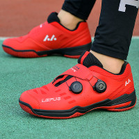 本命年紅色運動鞋男鞋防水免繫帶無鞋帶旋轉鈕釦體育生減震跑步鞋