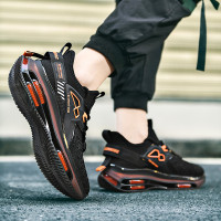 雙氣墊男鞋夏季潮流黑色新款運動休閒跑鞋飛織網面透氣跑步鞋潮鞋