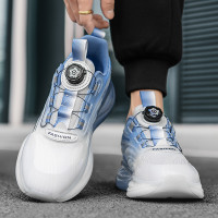 爆米花底男鞋夏季透氣初中學生旋轉鈕釦休閒跑步減震網面運動潮鞋