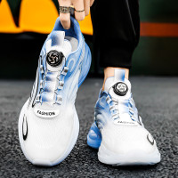 男鞋夏季透氣旋轉鈕釦網面休閒運動鞋男款2023新款氣墊跑步鞋秋季