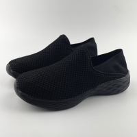男鞋大尺碼外貿跨境網面透氣輕便全黑一腳蹬日常爸爸媽媽單鞋休閒鞋