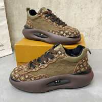 春季新款男鞋時尚潮牌增高老爹鞋復古印花低幫透氣網紅同款休閒鞋