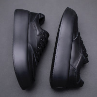 日系牛皮板鞋男鞋小眾設計麵包鞋潮流厚底超輕舒適休閒男鞋老爹鞋