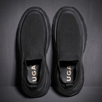 男鞋秋季新款一腳蹬懶人鞋襪子鞋厚底輕便潮流鞋子黑色男士休閒鞋