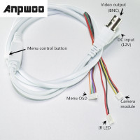 Камера видеонаблюдения, 11 ядер, вход постоянного тока + выход BNC + Кнопка меню OSD для камеры видеонаблюдения (6 контактов 1,25 мм + 3 контакта 1,5 мм + 2 контакта 2,0 мм)