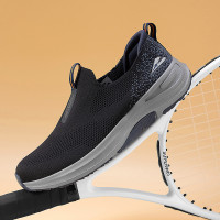 外貿大牌尾單夏季款運動鞋老人鞋健步鞋飛織透氣男鞋一腳蹬鞋子
