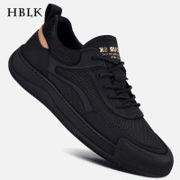 HBLK男鞋秋季新款透氣軟底百搭防臭鞋子男士網面休閒運動鞋潮鞋