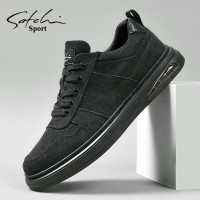沙馳運動休閒鞋男款夏季戶外高檔黑色商務布鞋百搭氣墊軟底爸爸鞋