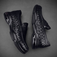 一腳蹬編織牛皮氣墊樂福鞋男潮牌軟麵真皮男鞋厚底豆豆皮鞋男單鞋