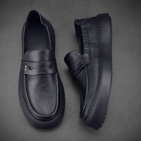 頭層牛皮軟底軟麵休閒樂福鞋英倫風上班皮鞋男真皮開車專用豆豆鞋