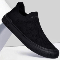 男鞋秋季透氣網面新款飛織運動休閒鞋男士懶人一腳蹬軟底鞋子男潮