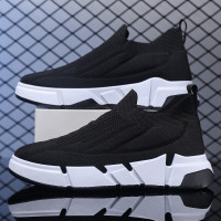 23年春季新款潮流男鞋隱形襪鞋飛織透氣運動休閒鞋一腳蹬懶人鞋