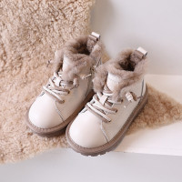 Детские зимние ботинки с шерстяным мехом, водонепроницаемые, нескользящие, размеры 21-30