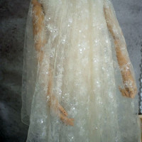 1 м/лот блестки тюль кружева ткань в белой сетке Свадебное кружево вышивка кружева, ремесло ткань 150 см в ширину