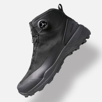 悍途戶外登山鞋冬加絨保暖透氣旋轉鈕釦男靴高筒防滑休閒運動鞋男