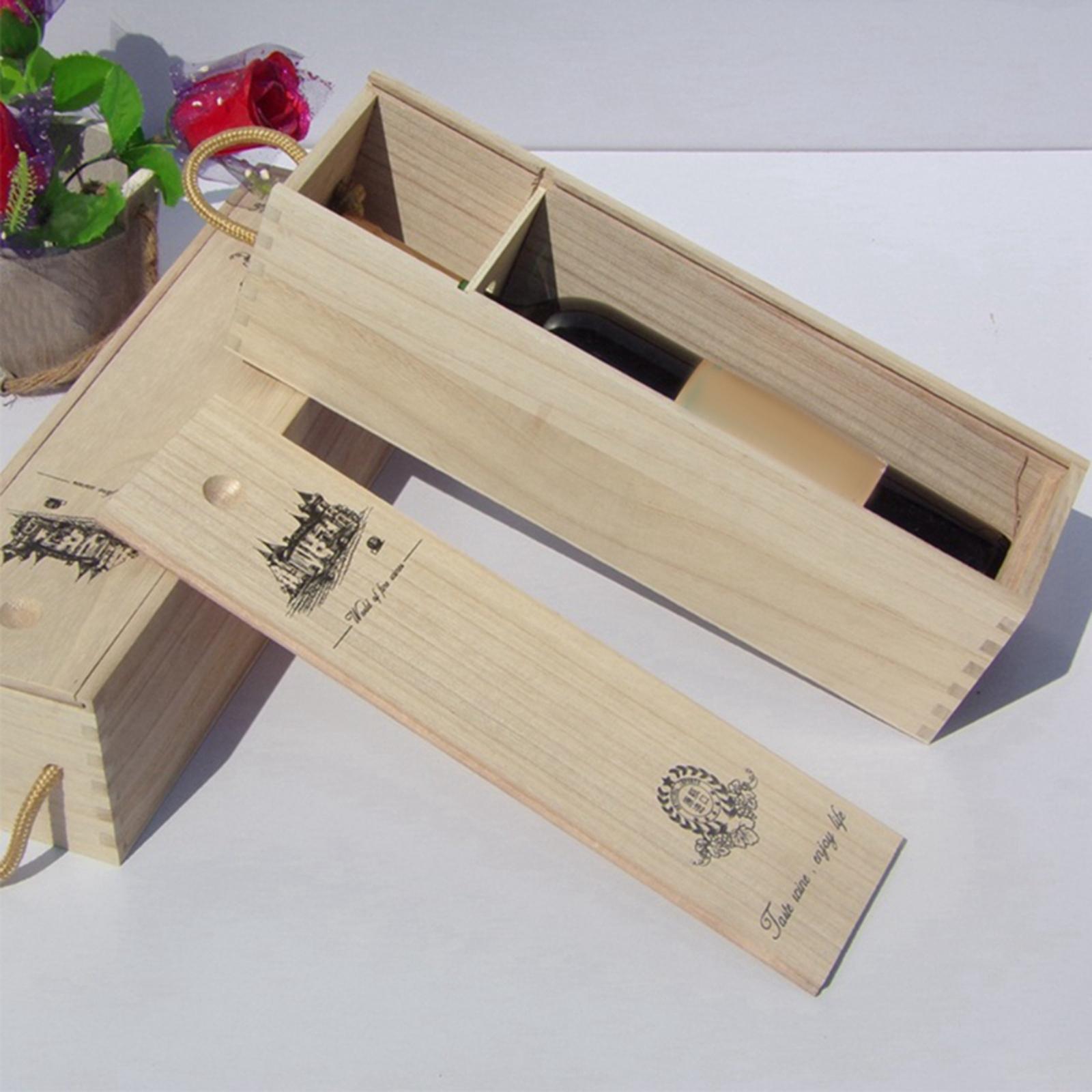 Wine Bottle Wooden Box Single Bottle Wine Gift Boxes Decorative Carrier for Birthday