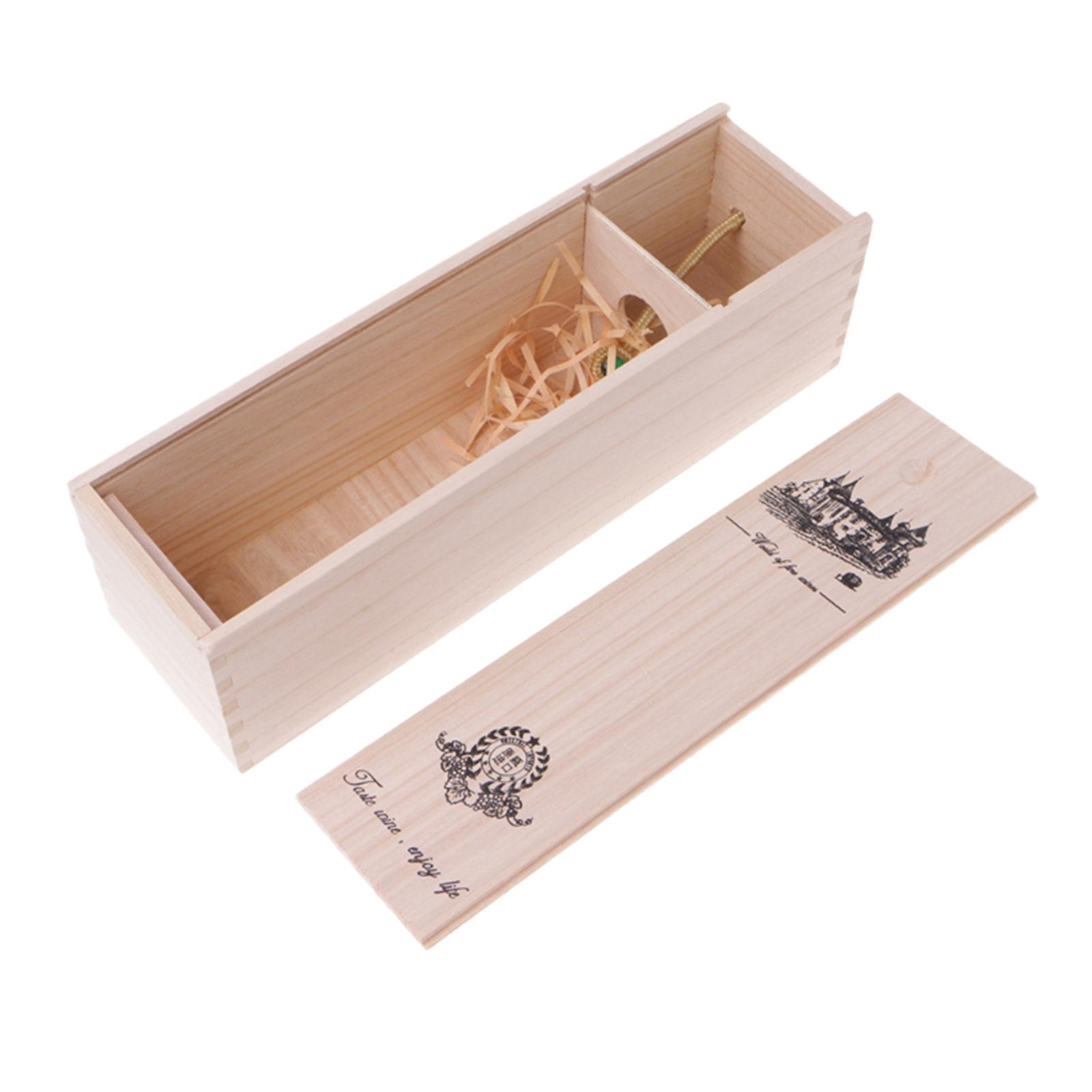 Wine Bottle Wooden Box Single Bottle Wine Gift Boxes Decorative Carrier for Birthday