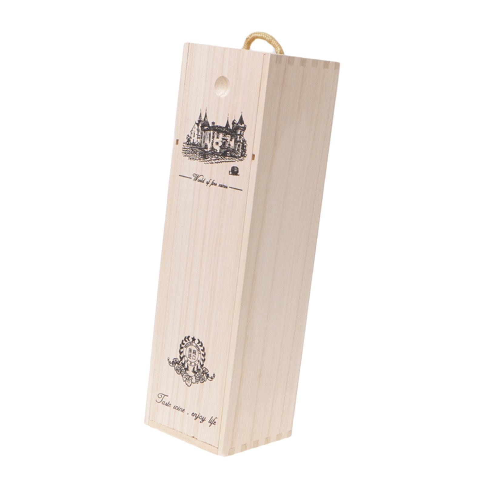 Wine Bottle Wooden Box Single Bottle Wine Gift Boxes Decorative Carrier for Birthday