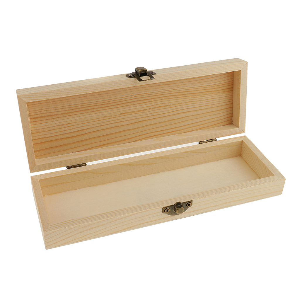 Blank Unfinished Rectangle Wooden Box Gift Jewelry Box DIY Base for Kids Toys Crafts Jewelry Beads Wine Containers