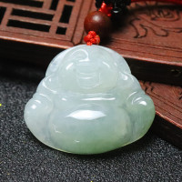 新款天然A货手工雕刻冰润佛公吊坠特色挂件缅甸玉器批发