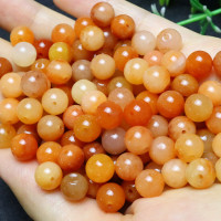 天然8mm红色金丝玉珠手配珠玉石珠子手链饰品diy 玉珠子批发 散珠