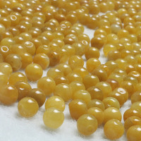 产地直销6mm天然原色黄龙玉散珠 玉石DIY饰品配件 黄玉圆珠批发