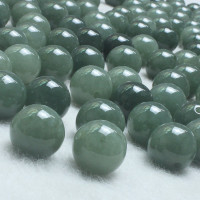 天然正品13mm缅甸油青玉石A货翡翠散珠玉珠手串DIY佩珠批发