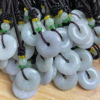 翡翠玉石吊吊平安扣豆绿白色国内鉴定A货翡翠吊坠玉吊坠