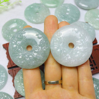 翡翠吊坠A货正品天然花开富贵平安扣吊坠挂件DIY挂饰男女款配饰