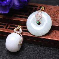 天然A货翡翠转运珠吊坠平安扣玉器饰品玉石挂件玉佩批发