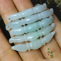 正品天然缅甸A货翡翠莲藕手牌手工手串细弯条前后孔可编手链手绳